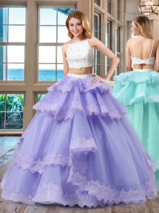 Beautiful Straps Beading 15th Birthday Dress Lavender Backless Sleeveless Floor Length