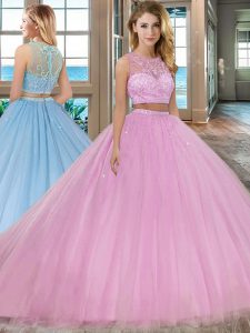 Fabulous Scoop Tulle Sleeveless With Train Sweet 16 Dress Court Train and Beading