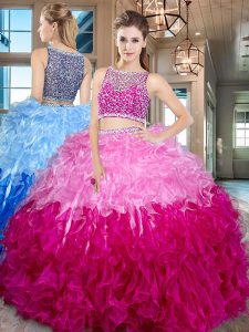 Vintage Floor Length Two Pieces Sleeveless Multi-color Quinceanera Dresses Side Zipper