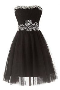 Black Sweetheart Neckline Beading Dress for Prom Sleeveless Zipper
