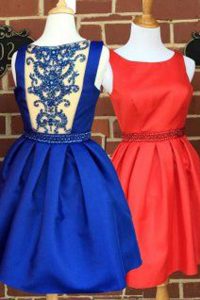 Royal Blue Homecoming Dress Prom and Party and For with Beading Bateau Sleeveless Side Zipper