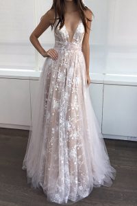 Custom Design Sleeveless Lace Zipper Prom Dress