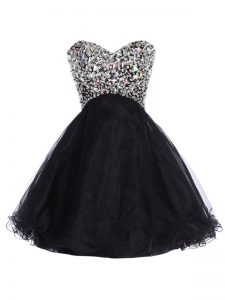 Clearance Sequins Black Sleeveless Tulle Lace Up Mother Of The Bride Dress for Prom and Party and Wedding Party