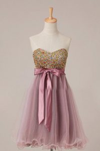 Dazzling Sleeveless Sashes ribbons and Sequins Zipper Prom Party Dress