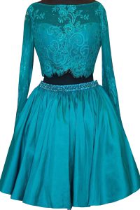 Best Selling Teal Bateau Zipper Beading and Lace Long Sleeves