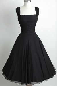 Black Square Side Zipper Ruching Dress for Prom Sleeveless