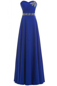 Luxurious Royal Blue Sweetheart Neckline Beading Dress for Prom Sleeveless Lace Up