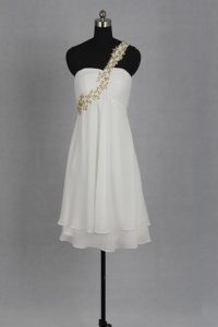 Dynamic White Prom Dresses Prom and Party and For with Beading Sweetheart Sleeveless Zipper
