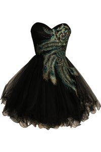 Sweetheart Sleeveless Side Zipper Prom Dress Black Tulle