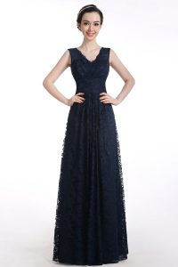 Superior Black Celebrity Prom Dress Prom and Party and For with Lace V-neck Sleeveless Zipper