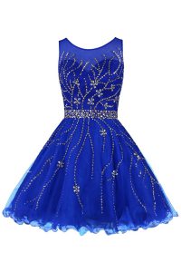 Inexpensive Knee Length A-line Sleeveless Royal Blue Homecoming Dress Zipper