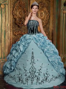 Baby Blue Quinceanera Dress with Pick-ups and Embroidery for Cheap