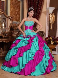 Multi-color Ball Gown Strapless Quinceanera Dresses in with Ruffles