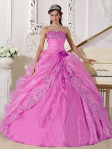 Ball Gown Strapless Beaded Quinceanera Dress in Organza with Embroidery