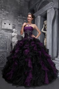 Exclusive Strapless Ruffled Quinceanera Dress in and Organza on Sale