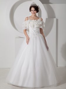 Beautiful A-line Straps Tulle Wedding Dress with Appliques for Custom Made