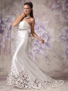 Luxurious Mermaid Sweetheart Court Train Beaded and Ruched Wedding Dresses