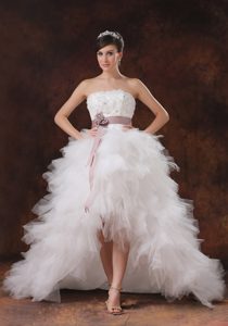 Special High-low Wedding Gown Dress with Brush Train and