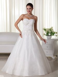 Elegant A-line Sweetheart Organza Lace Dresses for Wedding for Custom Made