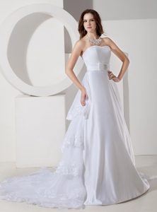 Beautiful Satin and Organza Wedding Dresses with Bowknot and Ruffled Layers