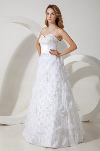White Sweetheart Long Nice Wedding Dress in Special Fabric