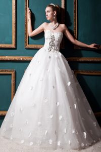 Ball Gown Sweetheart Long Lovely Wedding Dresses with Appliques