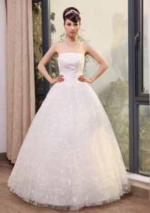 Strapless Long Beaded Wedding Dress for Wholesale Price in Lace