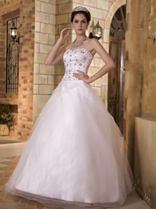 Beautiful A-line Sweetheart Long Wedding Dress with Embroidery