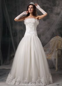Strapless Long Wedding Dresses with Beading for Wholesale Price