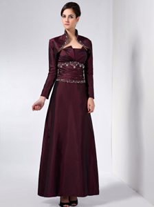 Affordable Strapless Ankle-length Wedding Guest Outfits in Burgundy