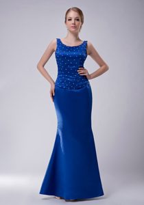 Blue Scoop Long Perfect Wedding Guest Gown in Taffeta