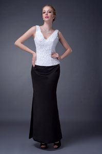 V-neck Ankle-length Wedding Guest Dresses in Black and White