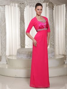Chiffon Spaghetti Straps Custom Made Wedding Guest Dress in Hot Pink
