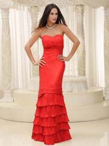 Red Long Lovely formal Wedding Guest Dresses with Sweetheart