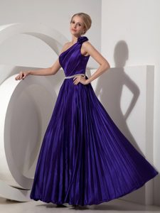 One Shoulder Pleated Cute Wedding Guest Gowns in Dark Purple on Sale