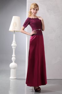 Off The Shoulder Inexpensive Wedding Guest Dress in Burgundy