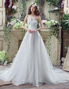 Dazzling White Sleeveless Tulle and Lace Court Train Lace Up Wedding Gown for Wedding Party