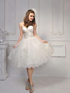 Chiffon Sleeveless Knee Length Bridal Gown and Lace