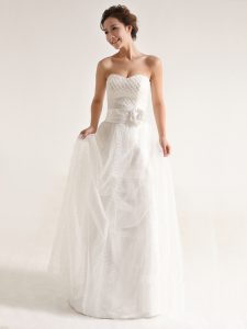 Captivating White Zipper Wedding Gowns Hand Made Flower Sleeveless Floor Length
