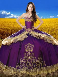 Ball Gowns Sweet 16 Dresses Purple Sweetheart Taffeta Sleeveless Floor Length Lace Up