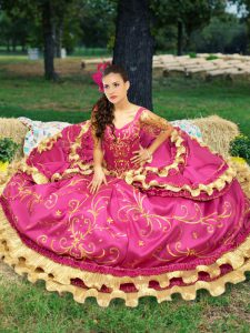 Off the Shoulder Taffeta Sleeveless Floor Length Sweet 16 Dress and Beading and Embroidery