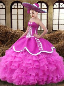 Hot Selling Sleeveless Ruffles Lace Up Ball Gown Prom Dress