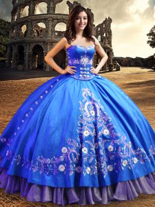 One Shoulder Sleeveless Lace and Embroidery Lace Up Quinceanera Gown