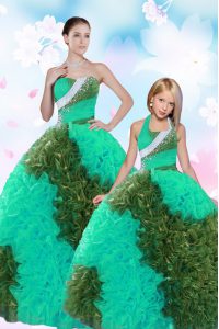 Multi-color Taffeta Lace Up Sweetheart Sleeveless Floor Length Sweet 16 Quinceanera Dress Sequins and Pick Ups