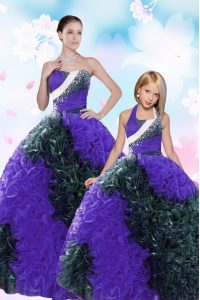 Glittering Multi-color Sleeveless Sequins and Pick Ups Floor Length Quinceanera Gowns
