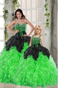 Sweetheart Lace Up Beading and Ruffles Quinceanera Gowns Sleeveless