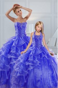 New Arrival Sleeveless Beading and Ruffled Layers Lace Up Sweet 16 Dresses