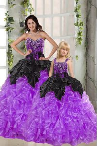 Exquisite Black And Purple Vestidos de Quinceanera Military Ball and Sweet 16 and Quinceanera and For with Beading and R