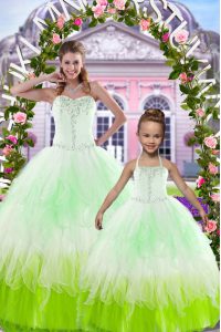 Enchanting Multi-color Sleeveless Tulle Lace Up Sweet 16 Dresses for Military Ball and Sweet 16 and Quinceanera