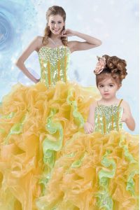 Inexpensive Sequins Multi-color Sleeveless Organza Lace Up Sweet 16 Dress for Military Ball and Sweet 16 and Quinceanera